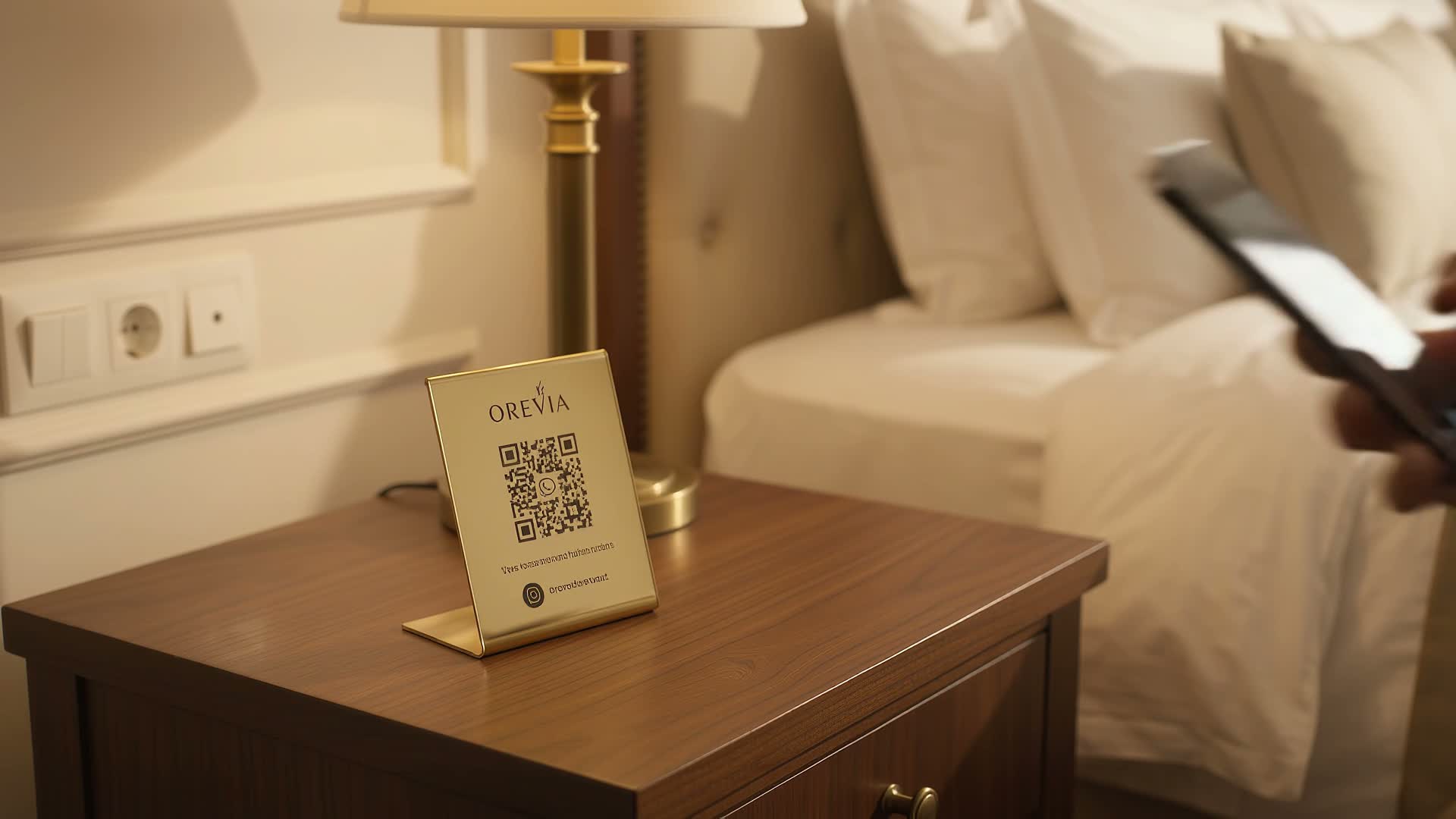 A hotel room using the OREVIA digital concierge